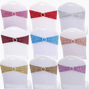 Sparkly sequin stretch chair sash in multiple colours for parties