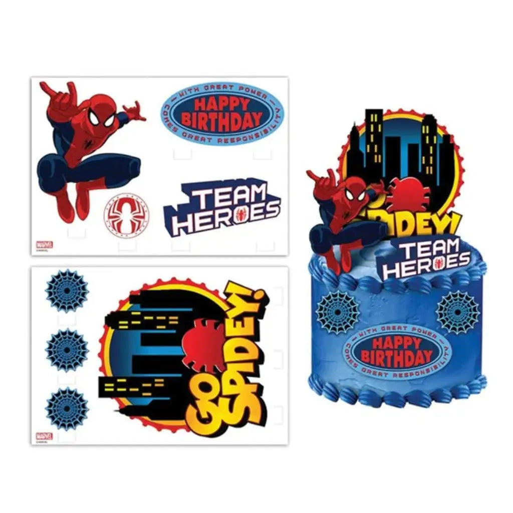 Decorate your superhero cake with this Spider-Man Cake Topper Scene edible image. Includes 2 A4 icing sheets with vibrant Marvel birthday cake decorations.