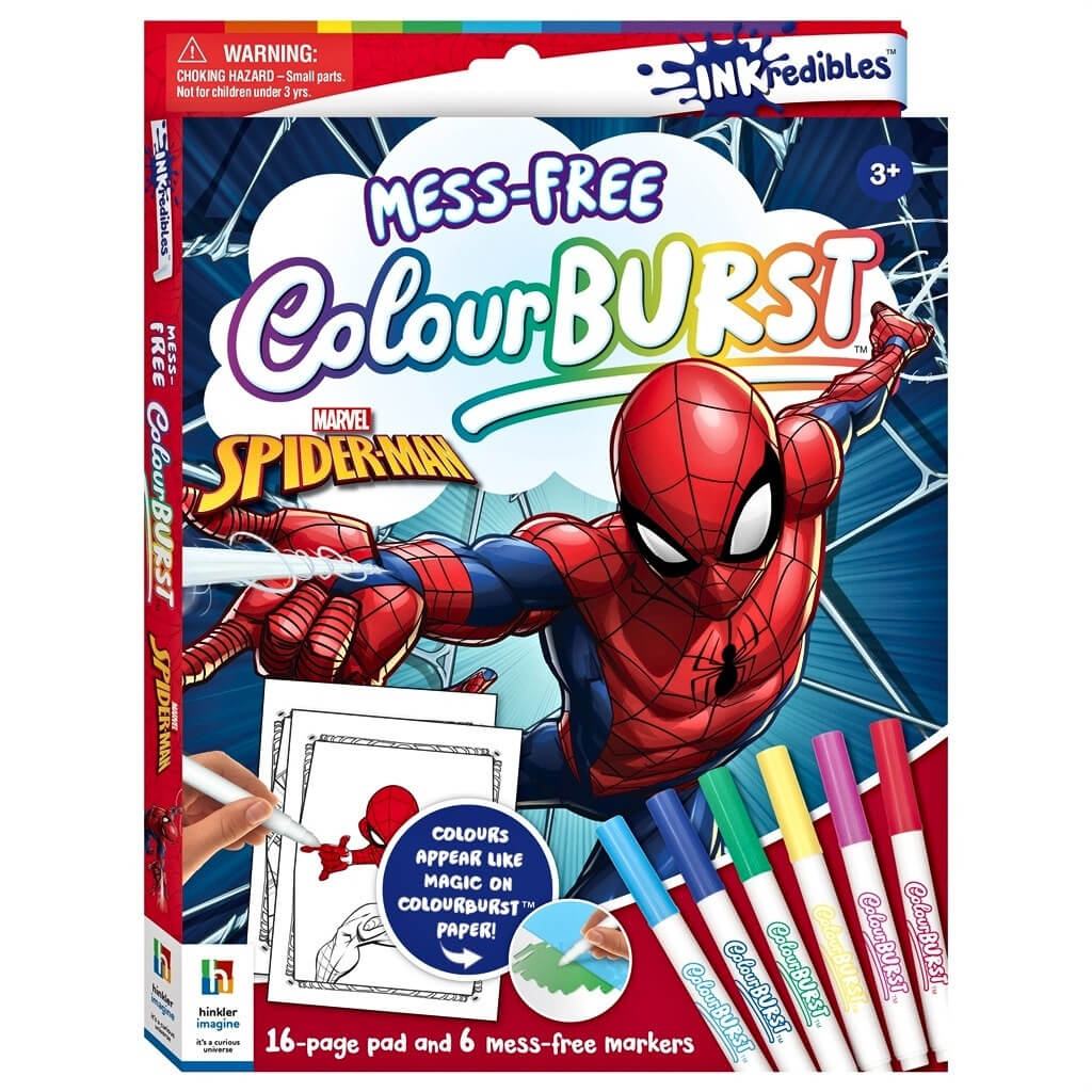 Spider-Man Inkredibles Colour Burst activity book with markers