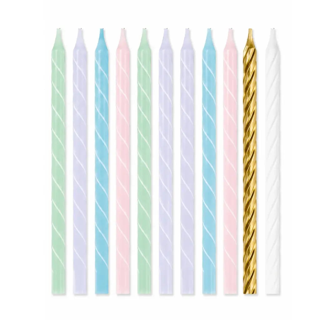 Assorted Pastel Spiral Tall Candles 12.7cm 12pk