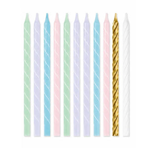 Assorted Pastel Spiral Tall Candles 12.7cm 12pk