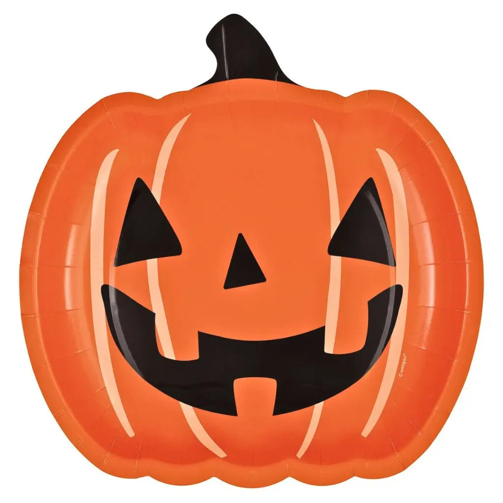Eight Spooky Spirits orange jack-o’-lantern paper plates