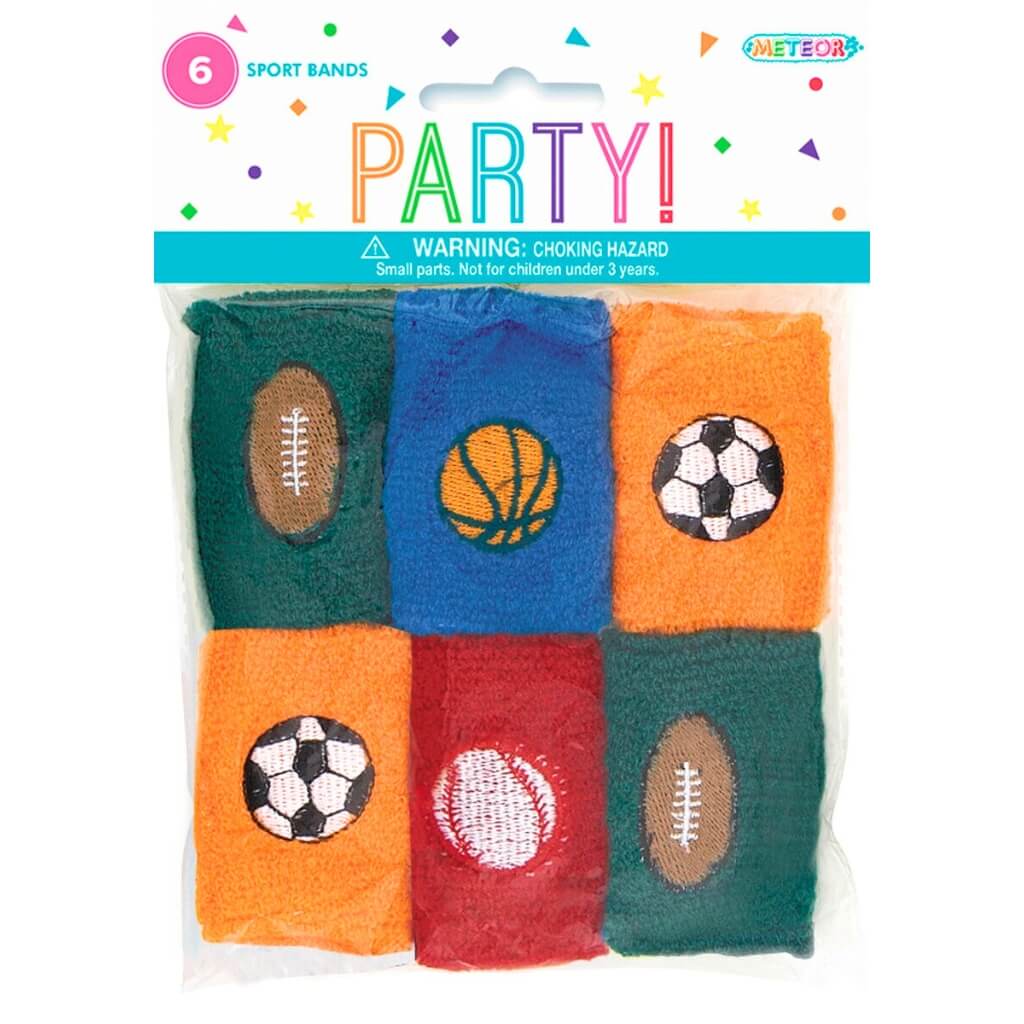 Sport Wrist Bands 6pk kids sports birthday party favours