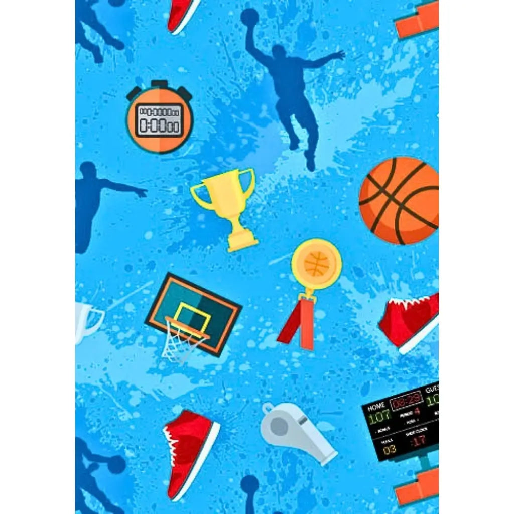 Sports basketball wrapping paper blue design