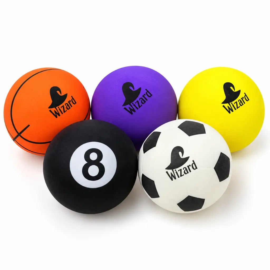 Assorted sports hi-bounce balls in colourful novelty designs