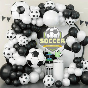 Sports soccer themed balloon garland display