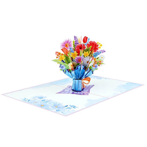 Colourful Daisy Flower Bouquet 3D Origami Pop Card
