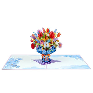 Colourful Daisy Flower Bouquet 3D Origami Pop Card