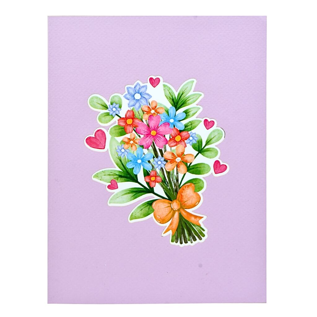 Colourful Daisy Flower Bouquet 3D Origami Pop Card cover