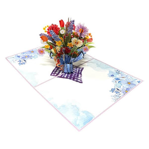 Colourful Daisy Flower Bouquet 3D Card