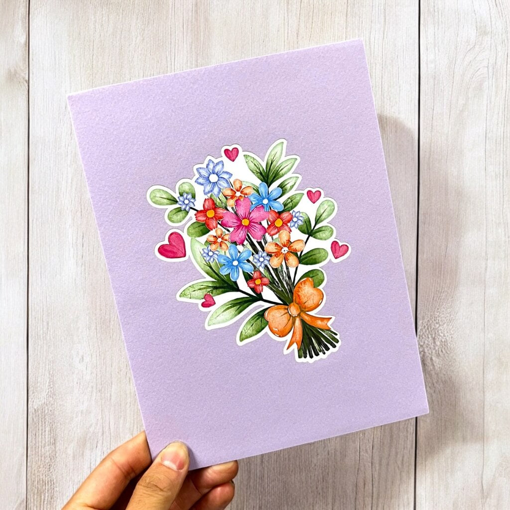 Colourful Daisy Flower Bouquet 3D Card gift card for her