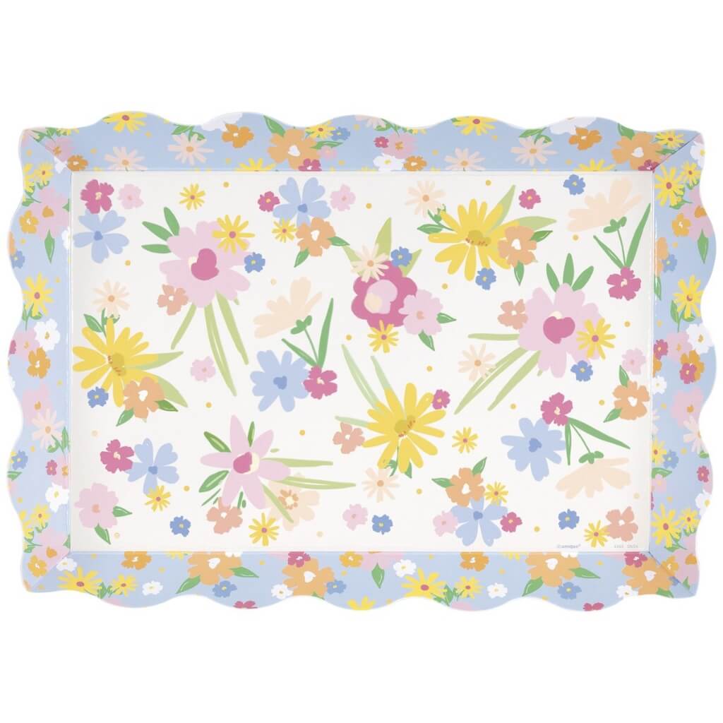 Spring Scalloped Edge Paperboard Serving Tray