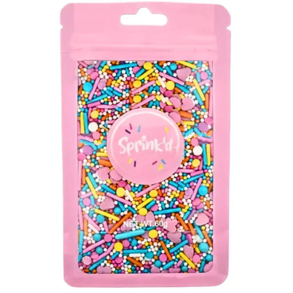 60g resealable bag of Sprink’d Bubble Tea Medley rainbow sprinkles
