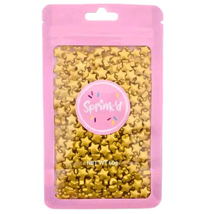 60g pouch of Sprink’d 7mm metallic gold star sprinkles