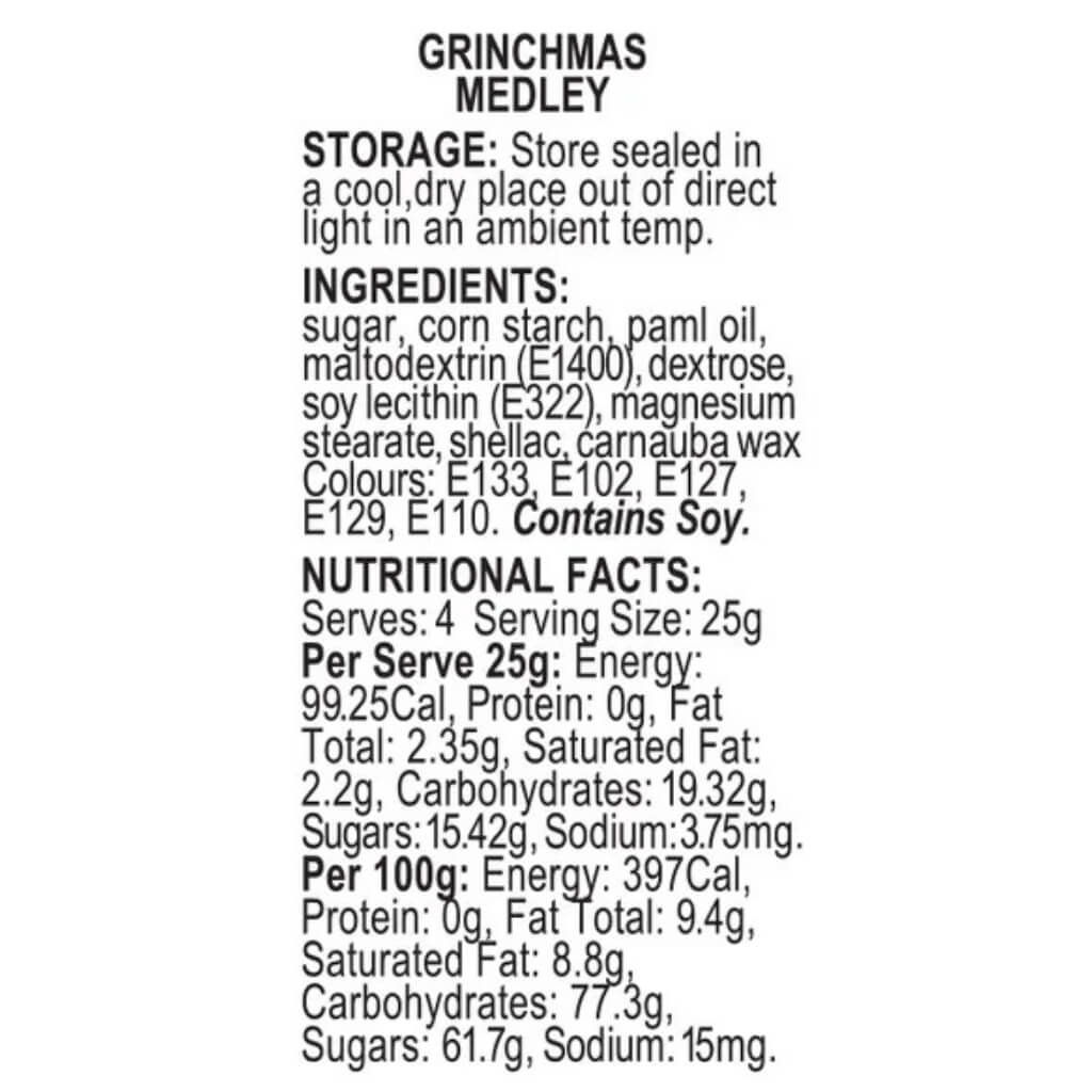 Sprink'd Grinchmas Medley sprinkles in a 60g resealable pouch for Christmas baking.