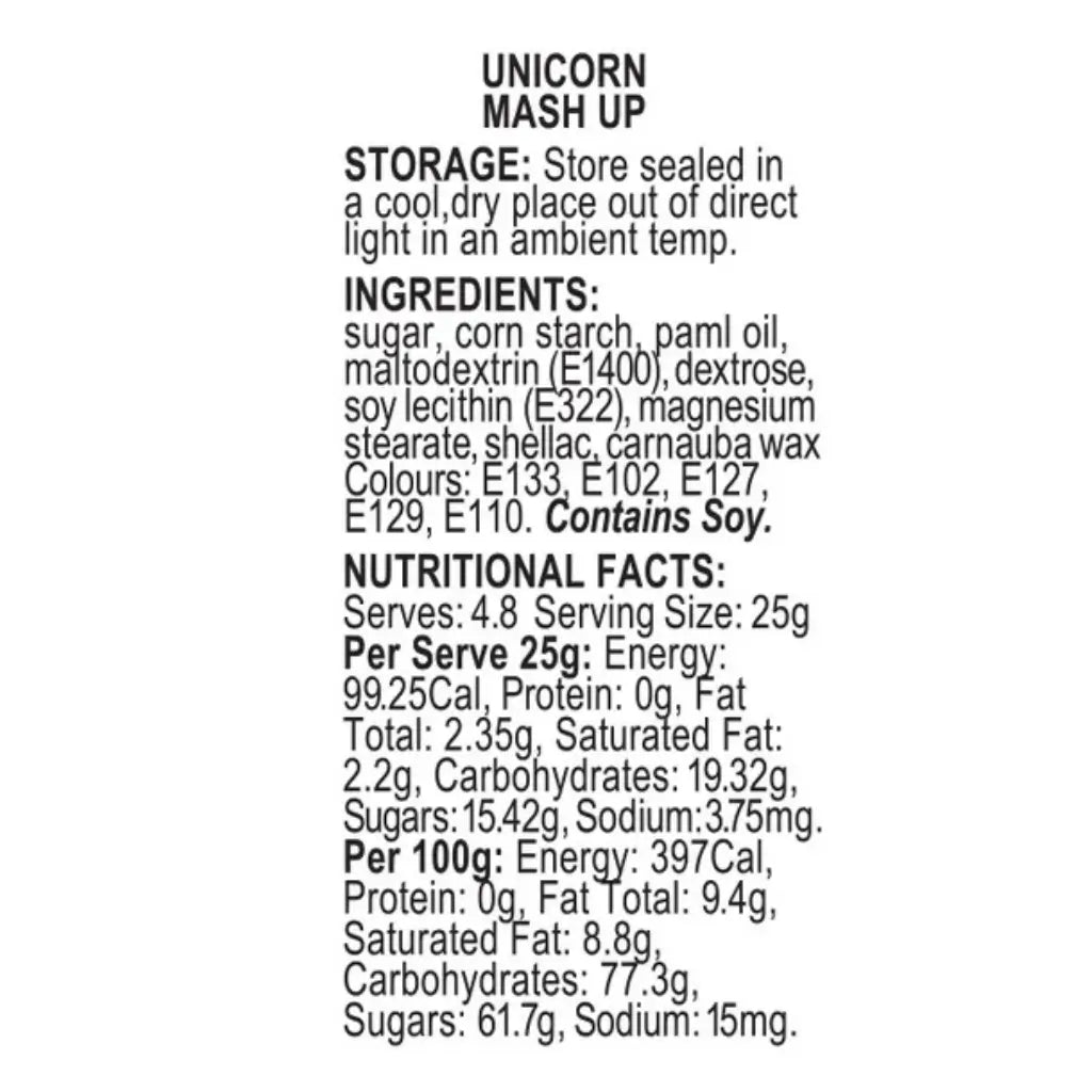 60g edible unicorn sugar sprinkles for cupcakes and cookies ingredient & storage