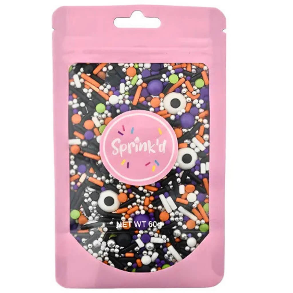 Sprink'd Witches Brew Medley Halloween sprinkles in a 60g resealable pouch.