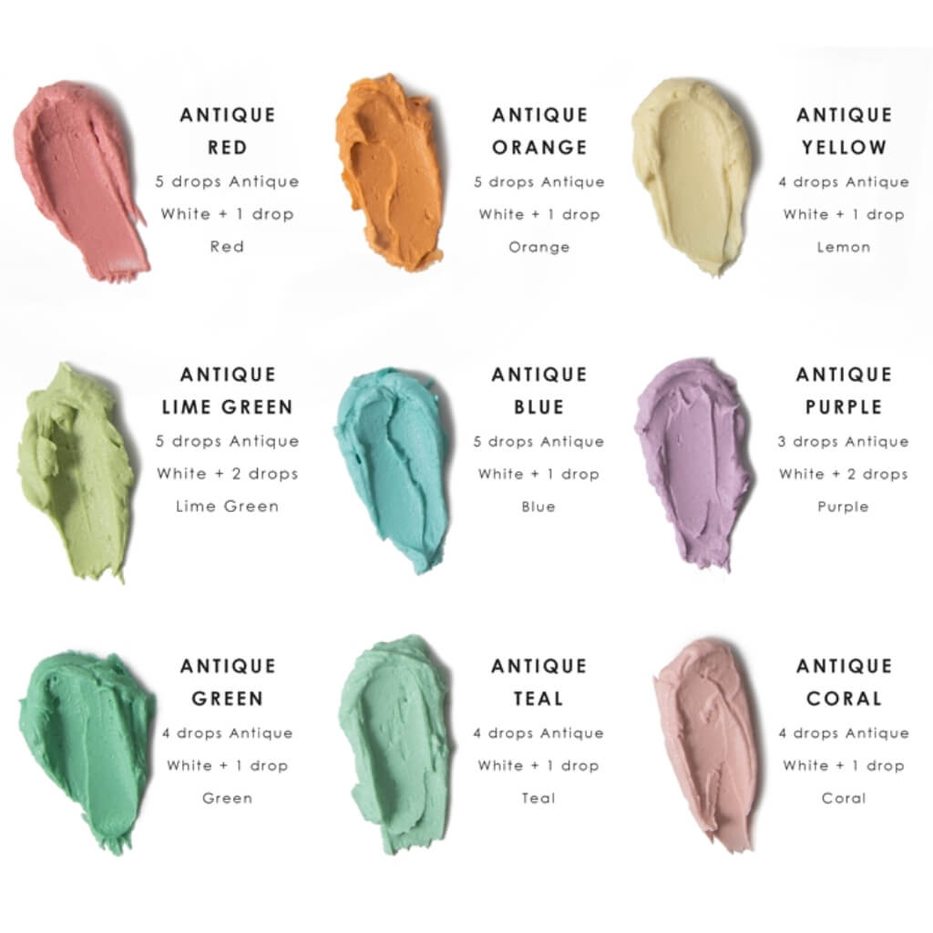 Sprinks Antique Gel Colour range chart