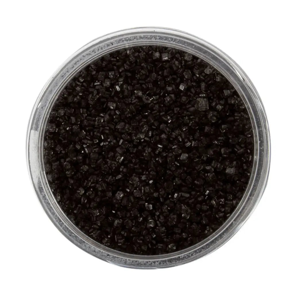 Sprinks Black Sanding Sugar 75g edible sparkling decorating sugar in a wide-mouth jar for cakes, cupcakes, cookies and desserts
