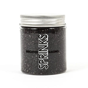 Sprinks Black Sanding Sugar 75g edible sparkling decorating sugar in a wide-mouth jar for cakes, cupcakes, cookies and desserts