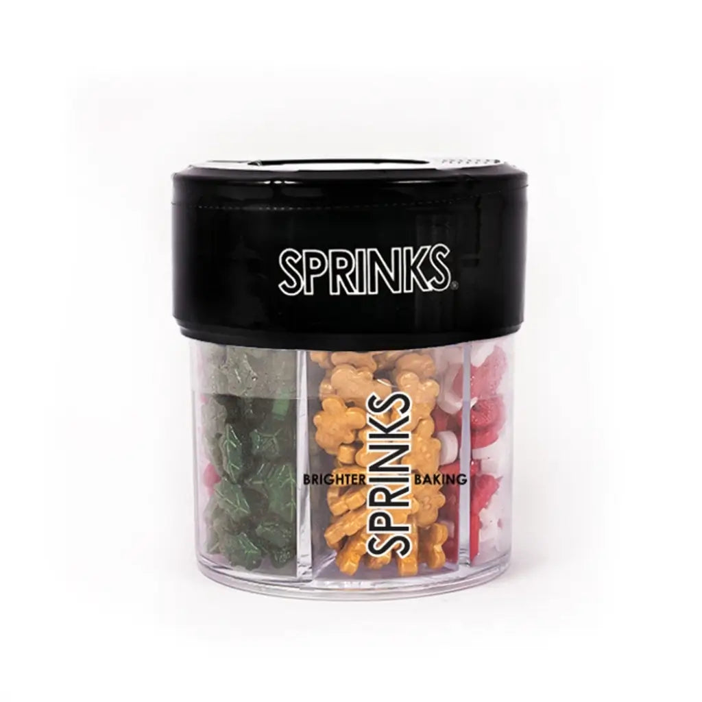 Red, green, white and gold Christmas sprinkle assortment