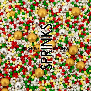 Red green white gold and silver edible Christmas sugar pearls