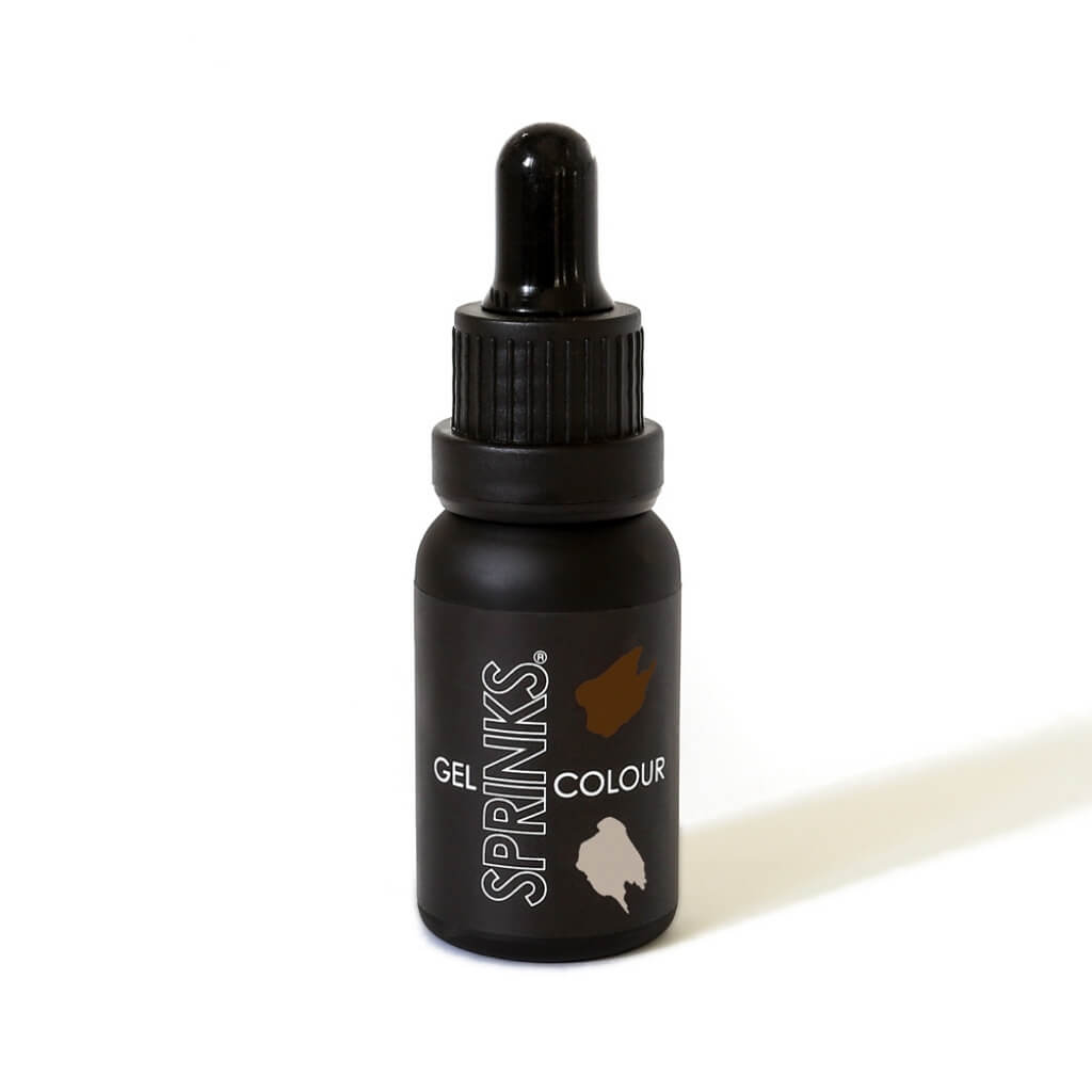 Earthy brown food colouring gel bottle