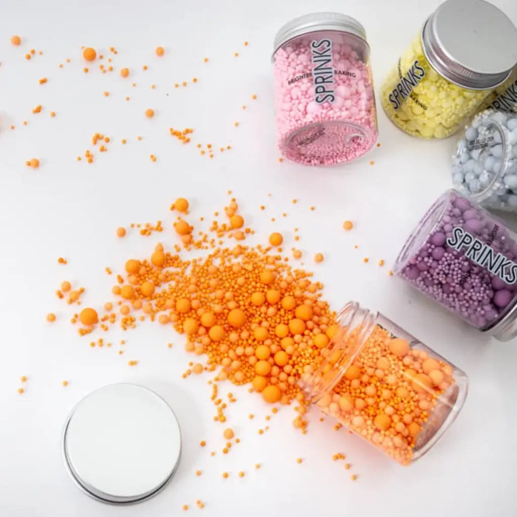 Matte pastel pink sugar pearls and small round sprinkles