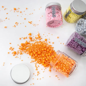 Matte pastel pink sugar pearls and small round sprinkles