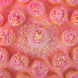 Baby shower sprinkles with hearts and pearls