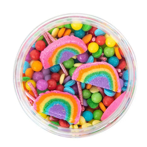 Sprinks vibrant rainbow cake decorations in jar