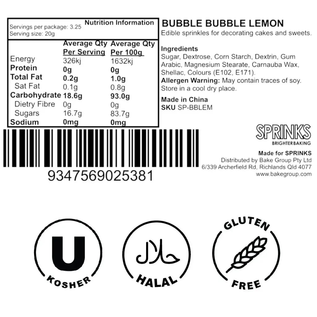 Sprinks Pastel Lemon Bubble Bubble Sprinkles for cake decorating ingredients