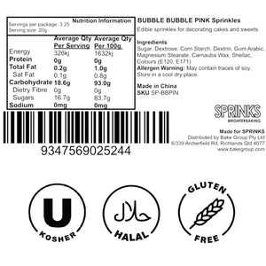 Pastel pink nonpareils and pearls in a 75g jar Ingredients