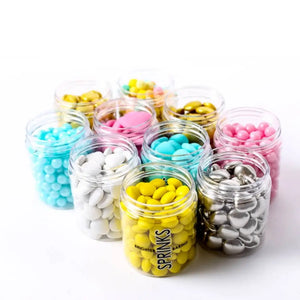 Large pink cachous sprinkles for cake decorating