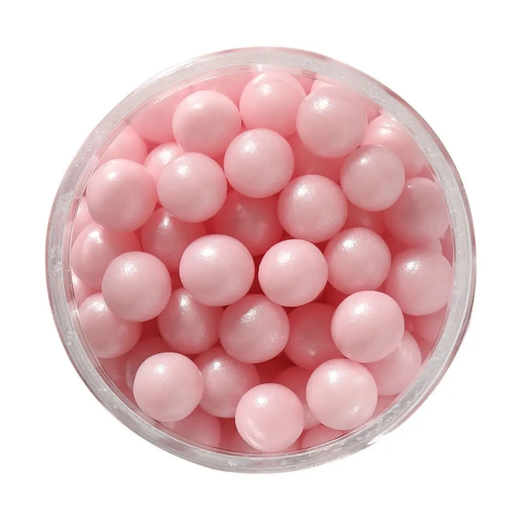 Pink edible sugar pearls 8mm for cupcakes and cakes