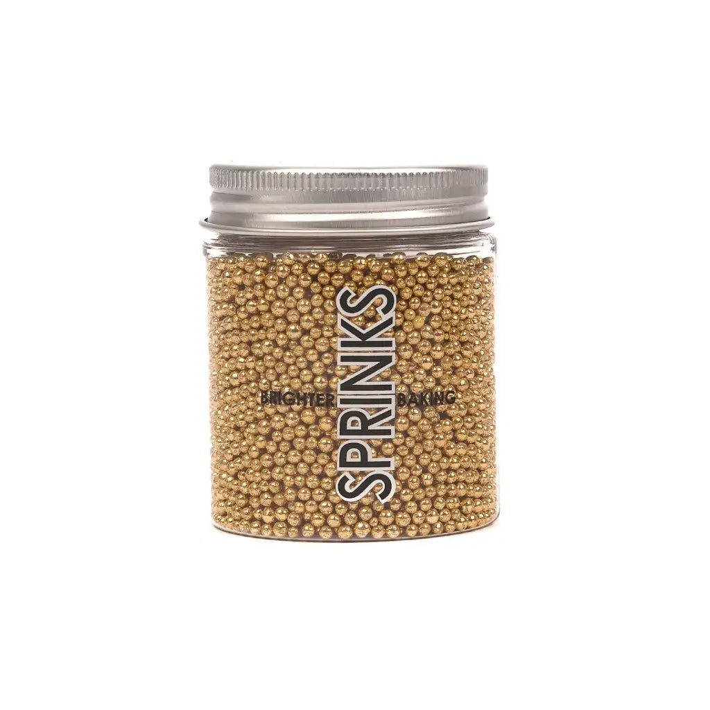 Metallic gold cake sprinkles in jar