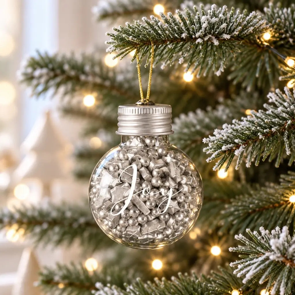 Silver holly leaves and shimmering pearl sprinkles for Christmas baking