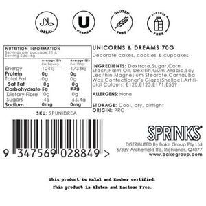 Magical unicorn sprinkles for baking ingredients