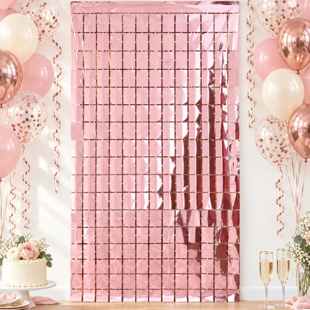 Square Rose Gold Fringe Backdrop Foil Curtain
