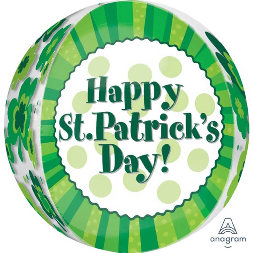 orbz Green St Patrick’s Day foil balloon with shamrocks