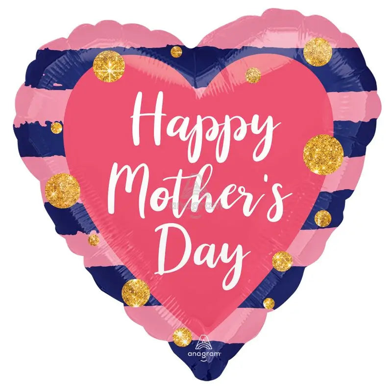 Navy & Pink 'Happy Mother's Day' Heart Foil Balloon 45cm