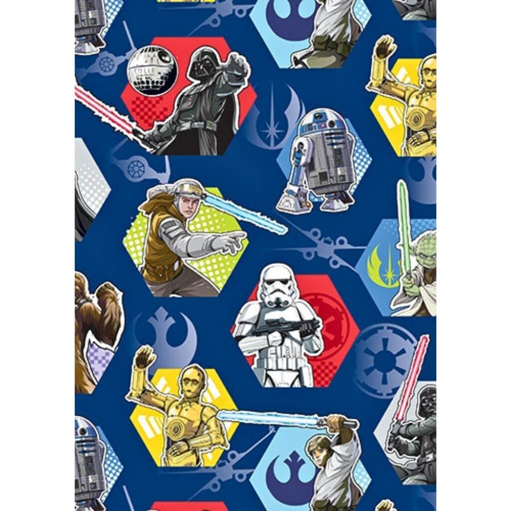 Star Wars Geo Frame Folded Gift Wrap Sheet 70cm x 49.5cm | Official Star Wars Wrapping Paper