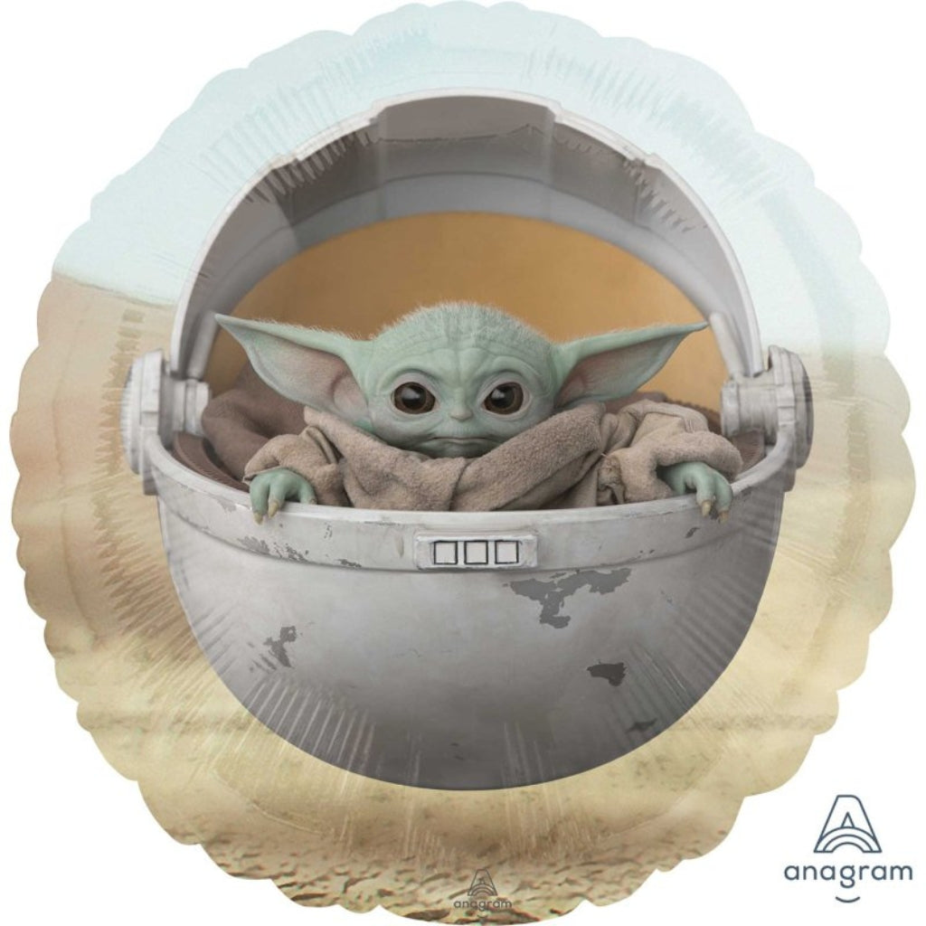 Star Wars Mandalorian Grogu foil balloon with a shaped border