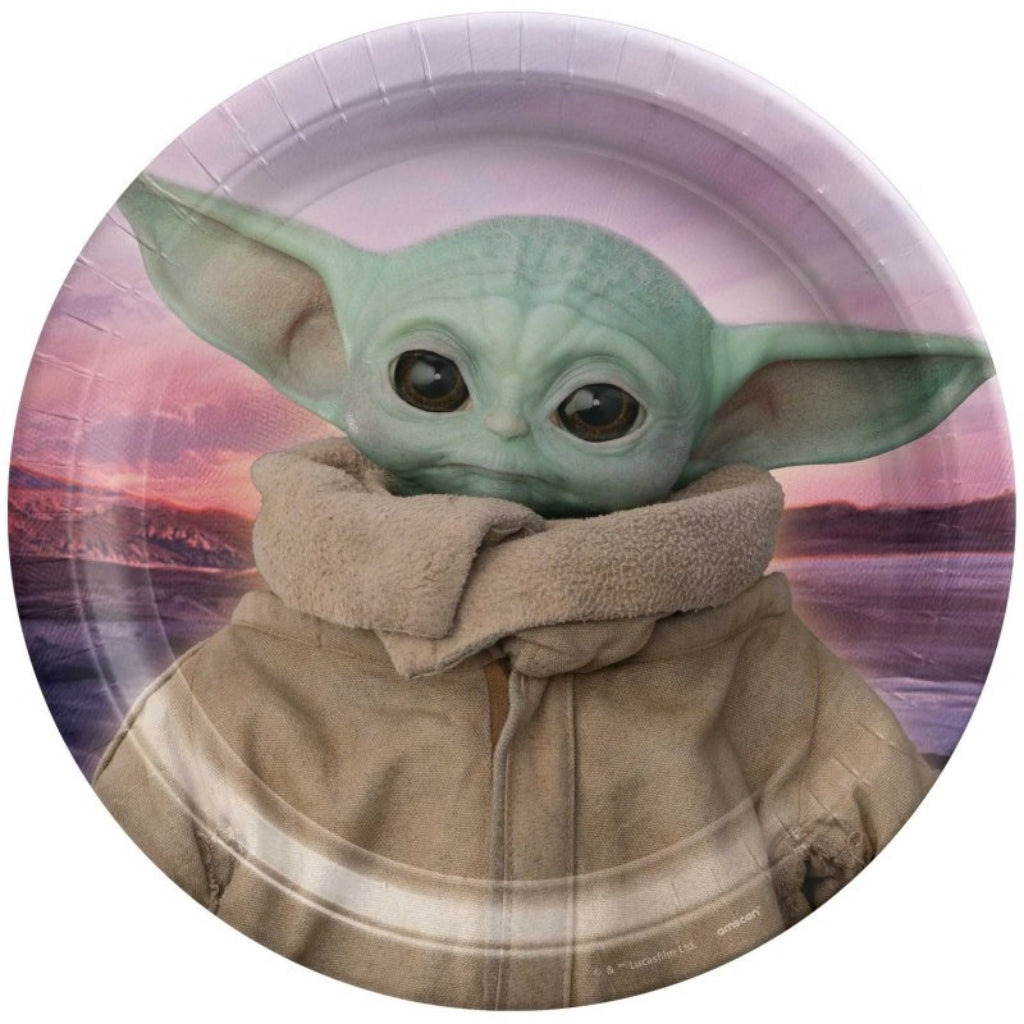 Star Wars Mandalorian Grogu round paper party plate