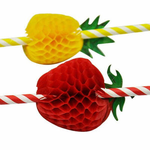 Strawberry & Pineapple Fruit Paper Straws 10 Pack