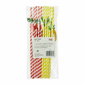 Strawberry & Pineapple Fruit Paper Straws 10 Pack