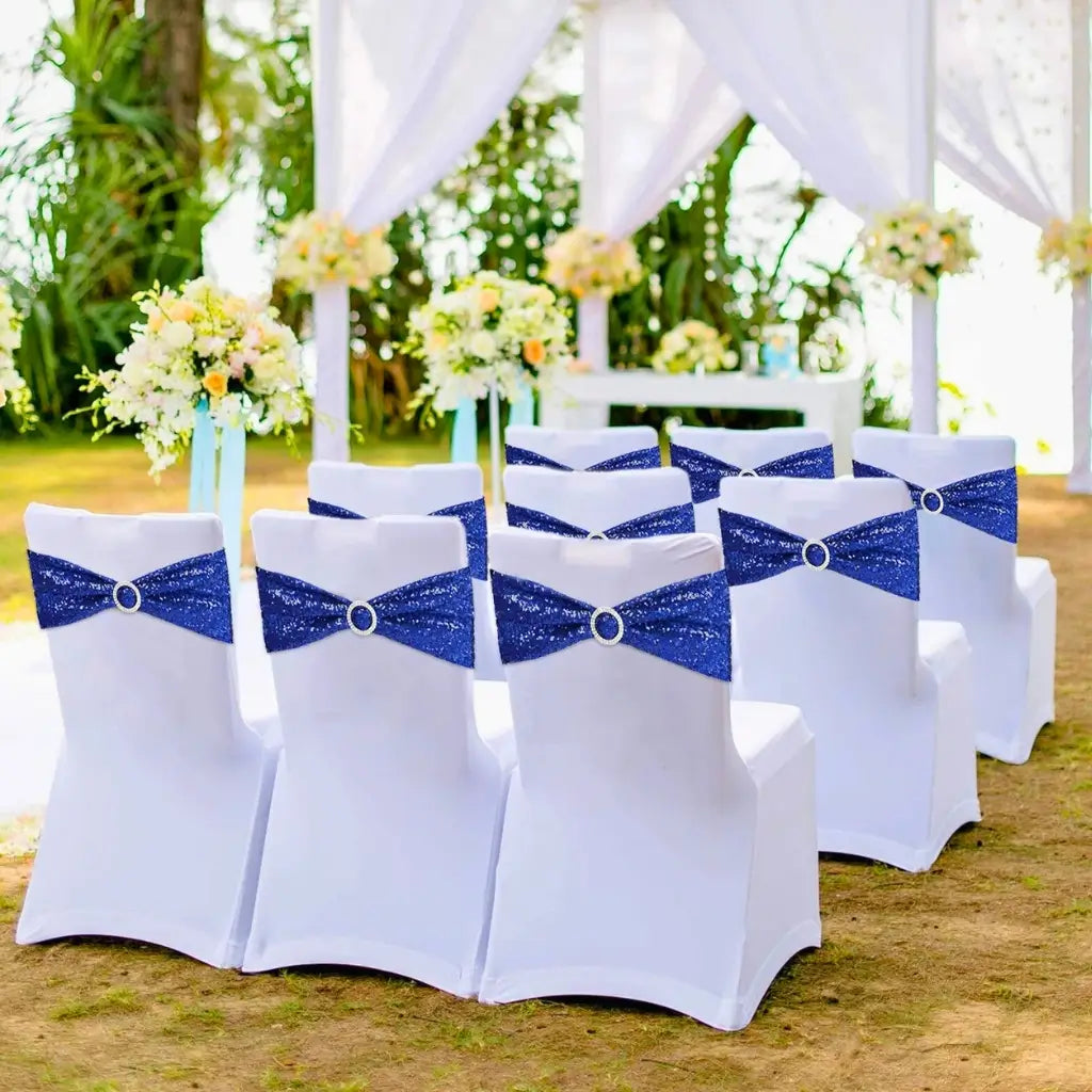 Sparkly sequin stretch chair sash in multiple colours for parties