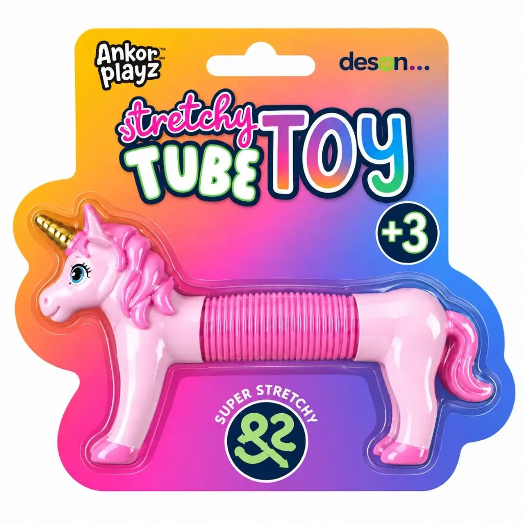 Pink unicorn stretchy accordion tube toy