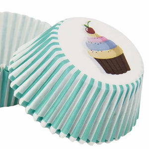 Mint Green Striped Cupcake Cups 40pk