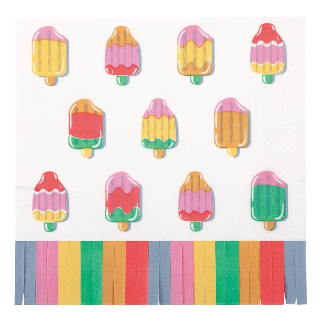 Pack of 16 Summer Chic Ice Cream Fringe paper Luncheon Napkins 32.5cm